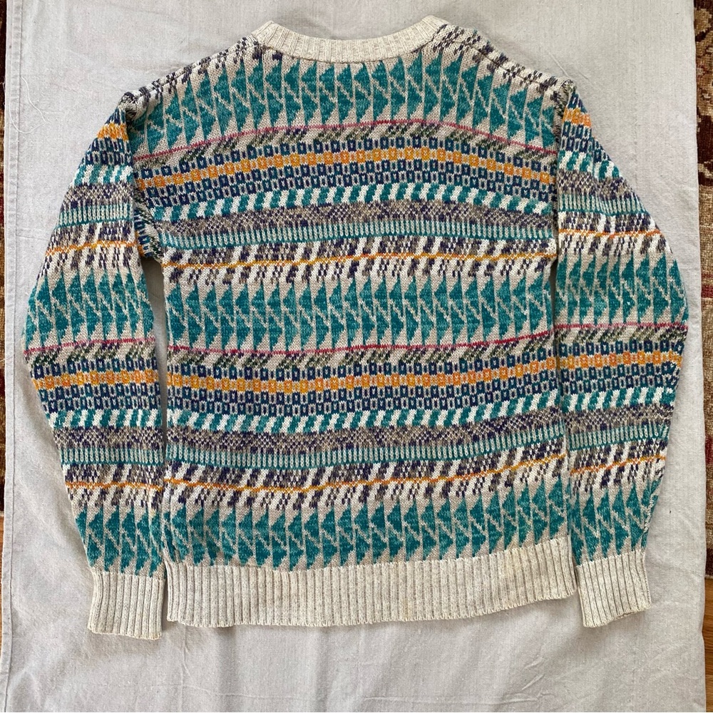 Men’s Vintage Sweater Graphix Aztec Western Crew Neck 100% cotton Sz Large - Picture 7 of 7